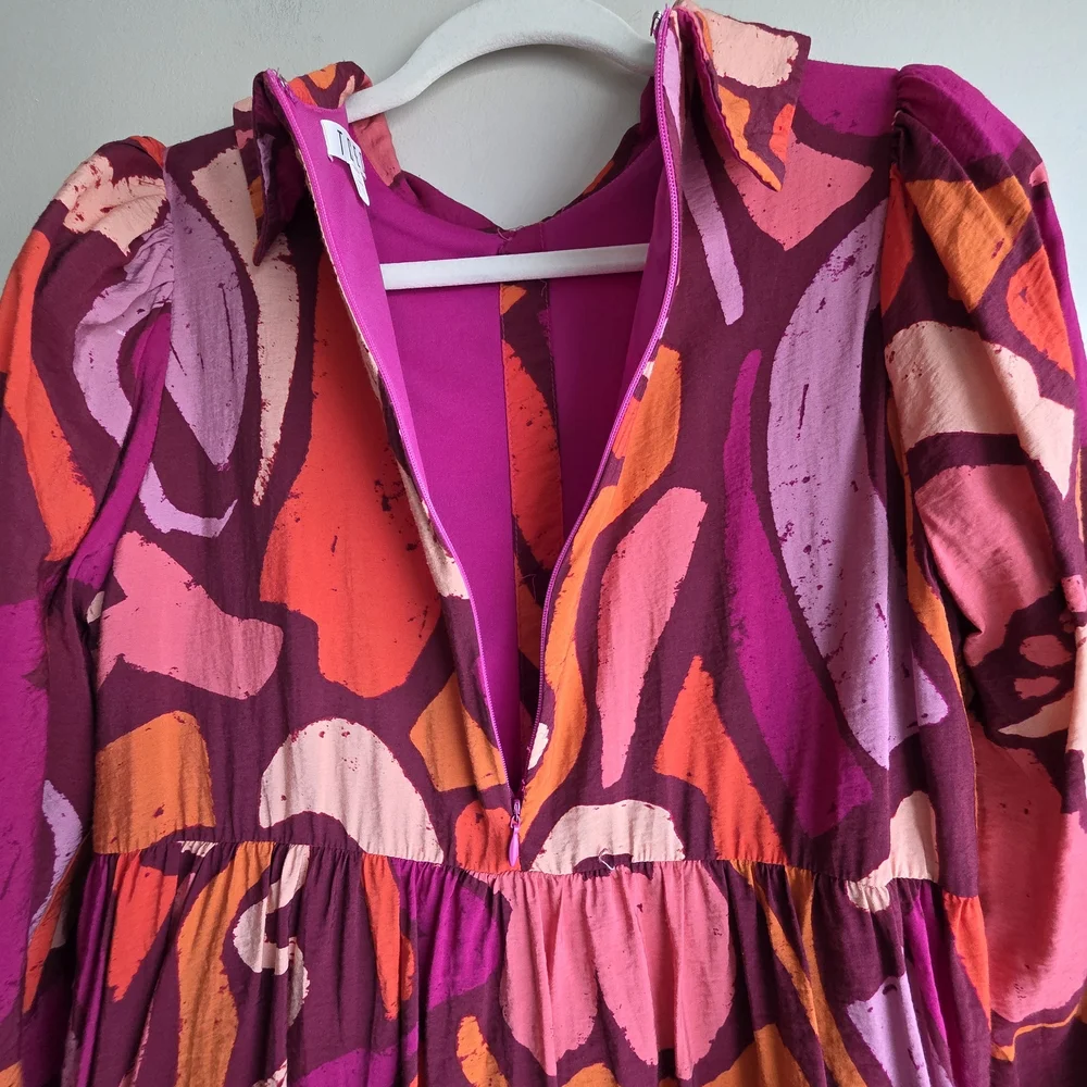 Women’s Colorful Abstract Art Print Babydoll Preppy Dress - Picture 9 of 9